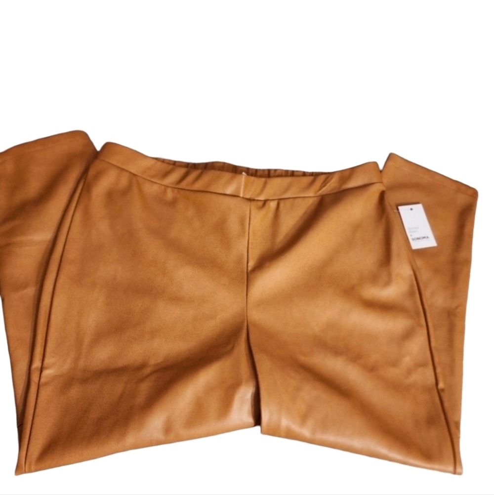 Plus Size Faux Leather Leggings Brown Pull On High Rise 0X 1X 4X NWT - Picture 2 of 5